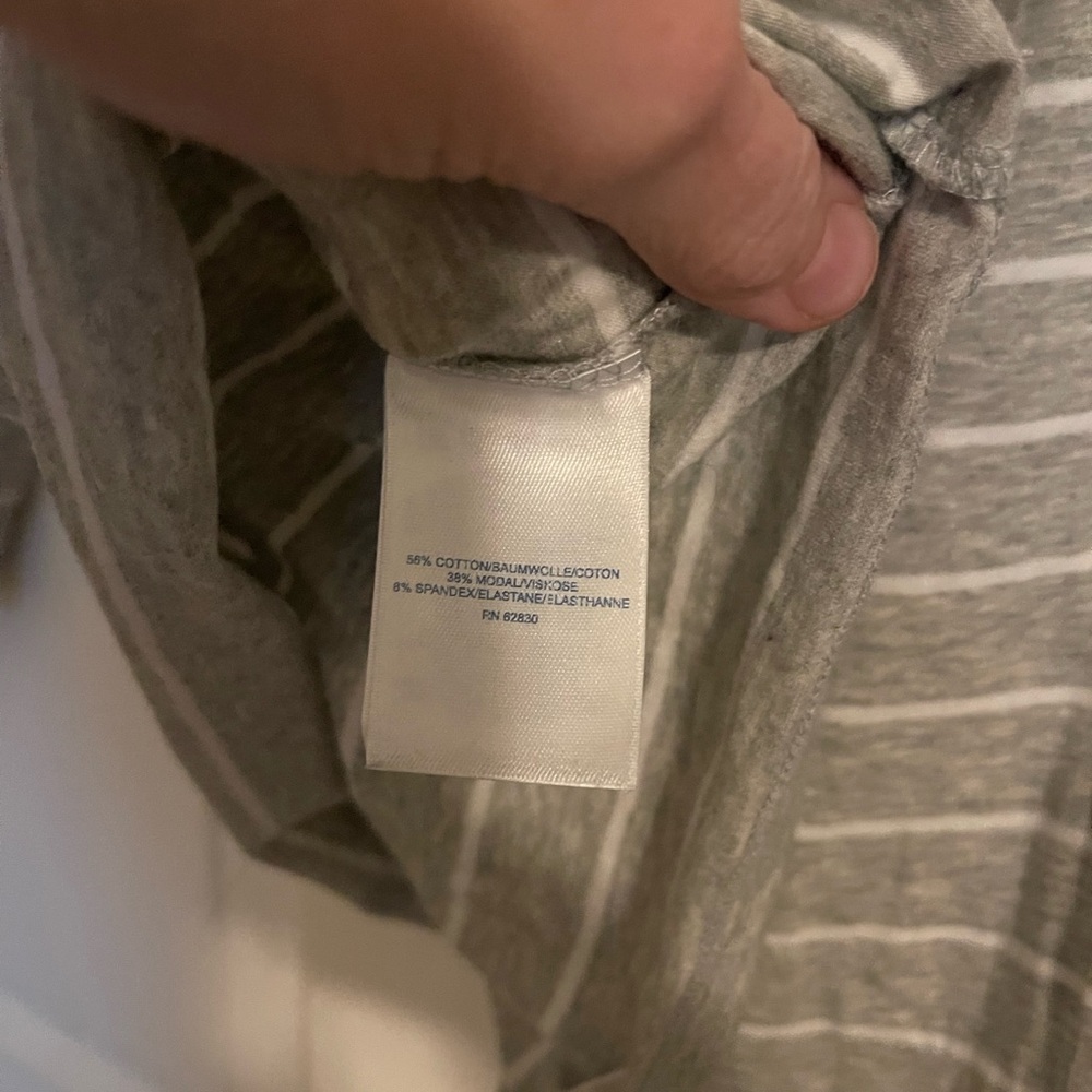 Lands' End Gray and White Striped 3/4 Sleeve Top - Picture 4 of 4
